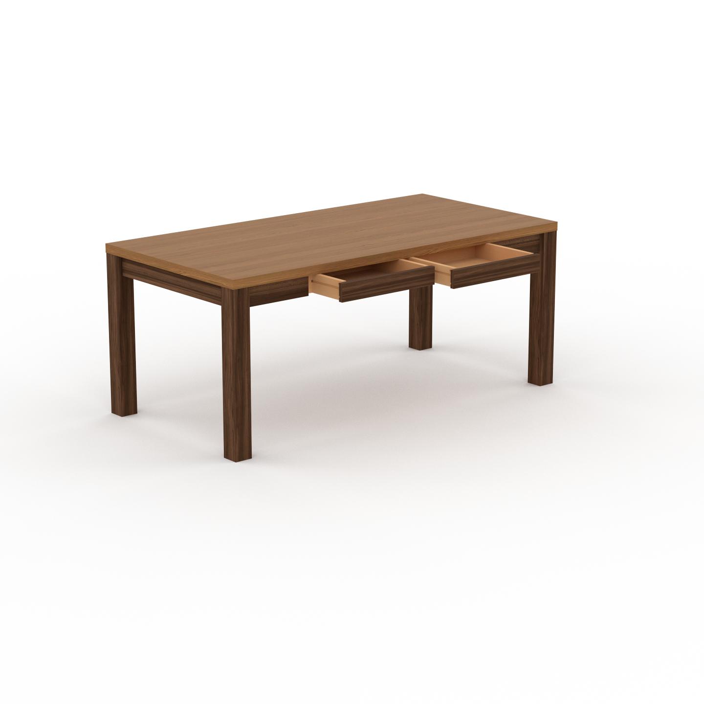 MYCS Holztisch Massivholz Eiche - Eleganter Massivholztisch: mit 2 Schublade/n & Tischrahmen - Hochwertige Materialien - 180 x 76 x 90 cm, konfigurierbar