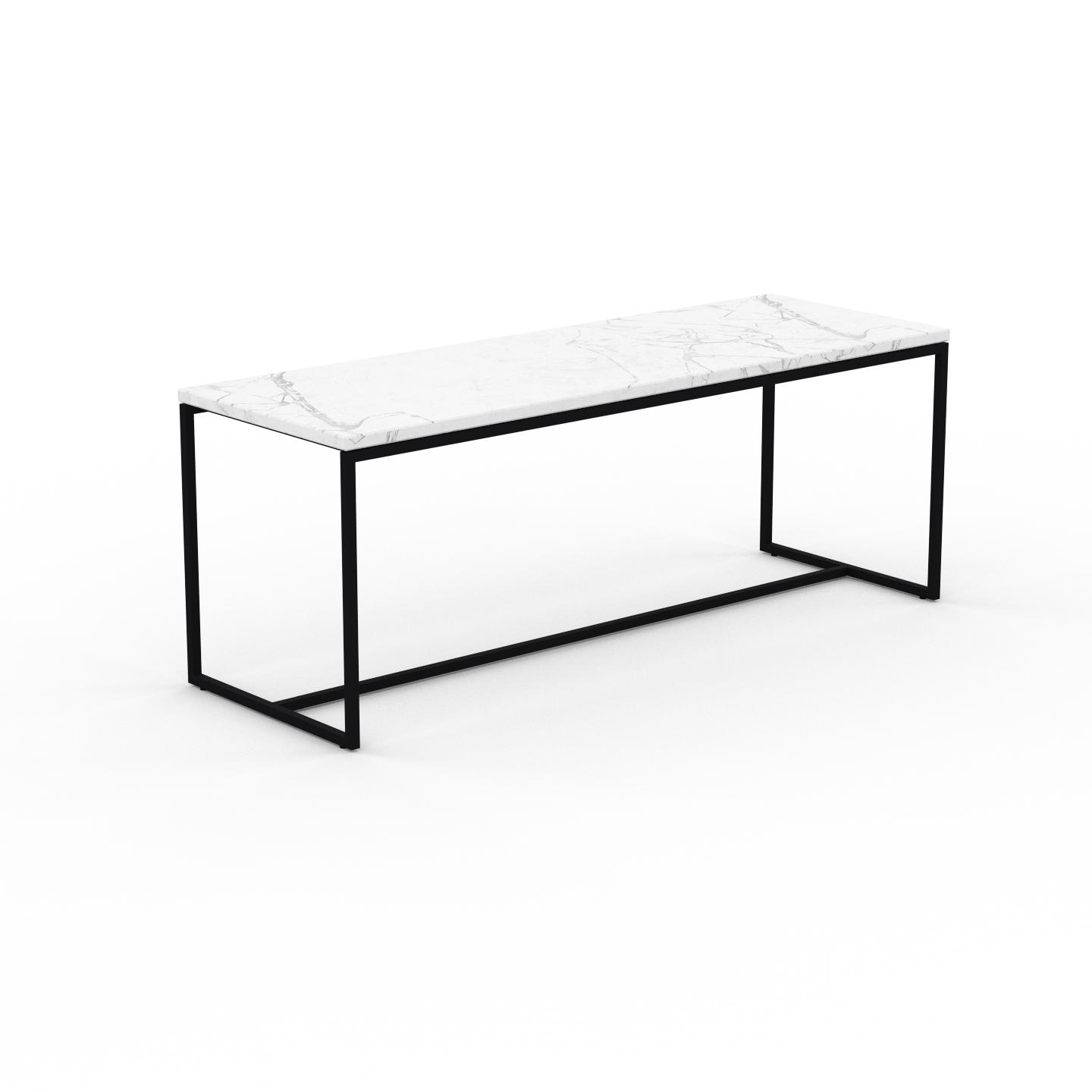 MYCS Beistelltisch Marmor, Weißer Carrara - Eleganter Nachttisch: Hochwertige Materialien, einzigartiges Design - 121 x 46 x 42 cm, Komplett anpassbar