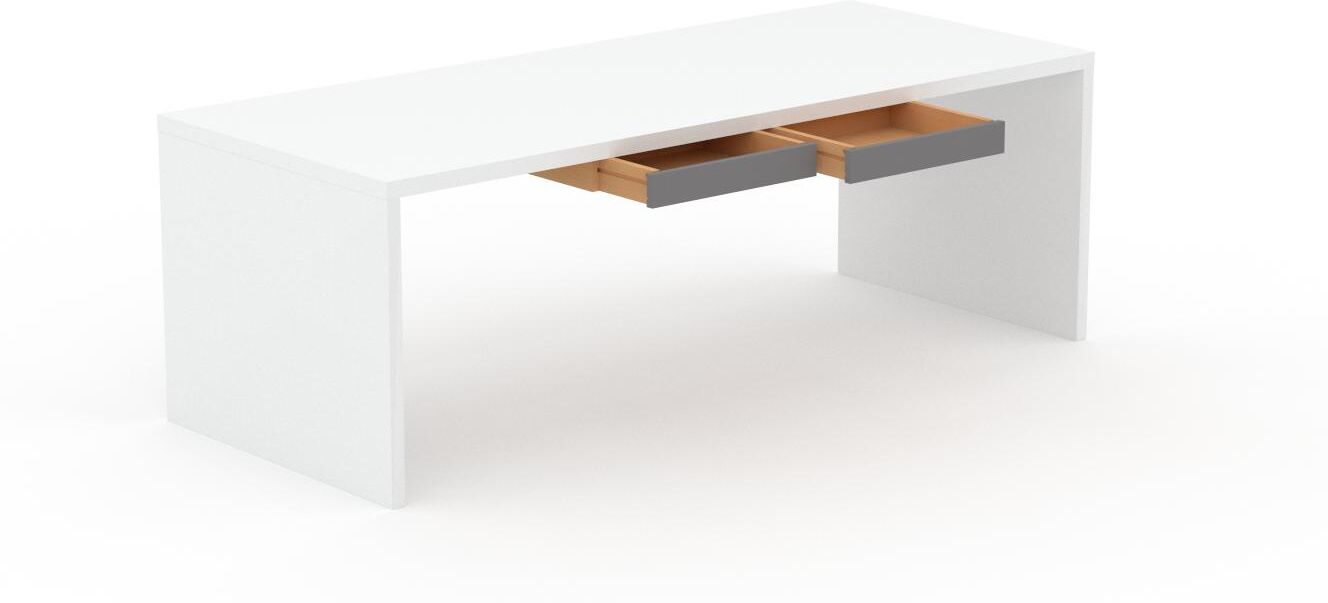 MYCS Schreibtisch Massivholz Weiß - Moderner Massivholz-Schreibtisch: mit 2 Schublade/n - Hochwertige Materialien - 220 x 75 x 90 cm, konfigurierbar