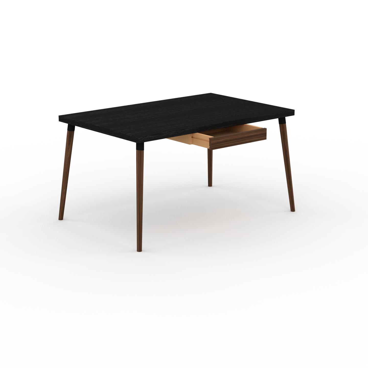 MYCS Schreibtisch Massivholz Wenge - Moderner Massivholz-Schreibtisch: mit 1 Schublade/n - Hochwertige Materialien - 140 x 75 x 90 cm, konfigurierbar