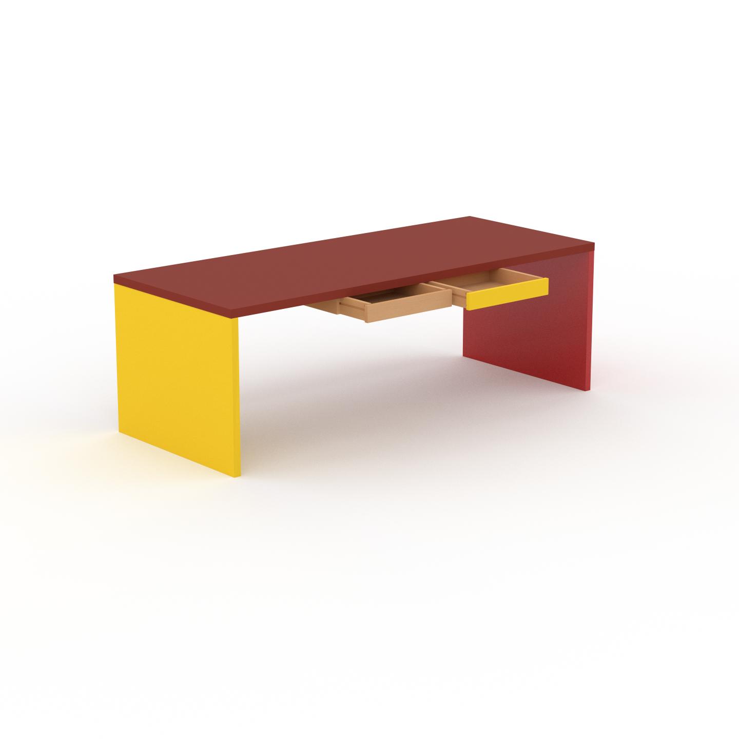 MYCS Schreibtisch Massivholz Terrakotta - Moderner Massivholz-Schreibtisch: mit 2 Schublade/n - Hochwertige Materialien - 220 x 75 x 90 cm, konfigurierbar