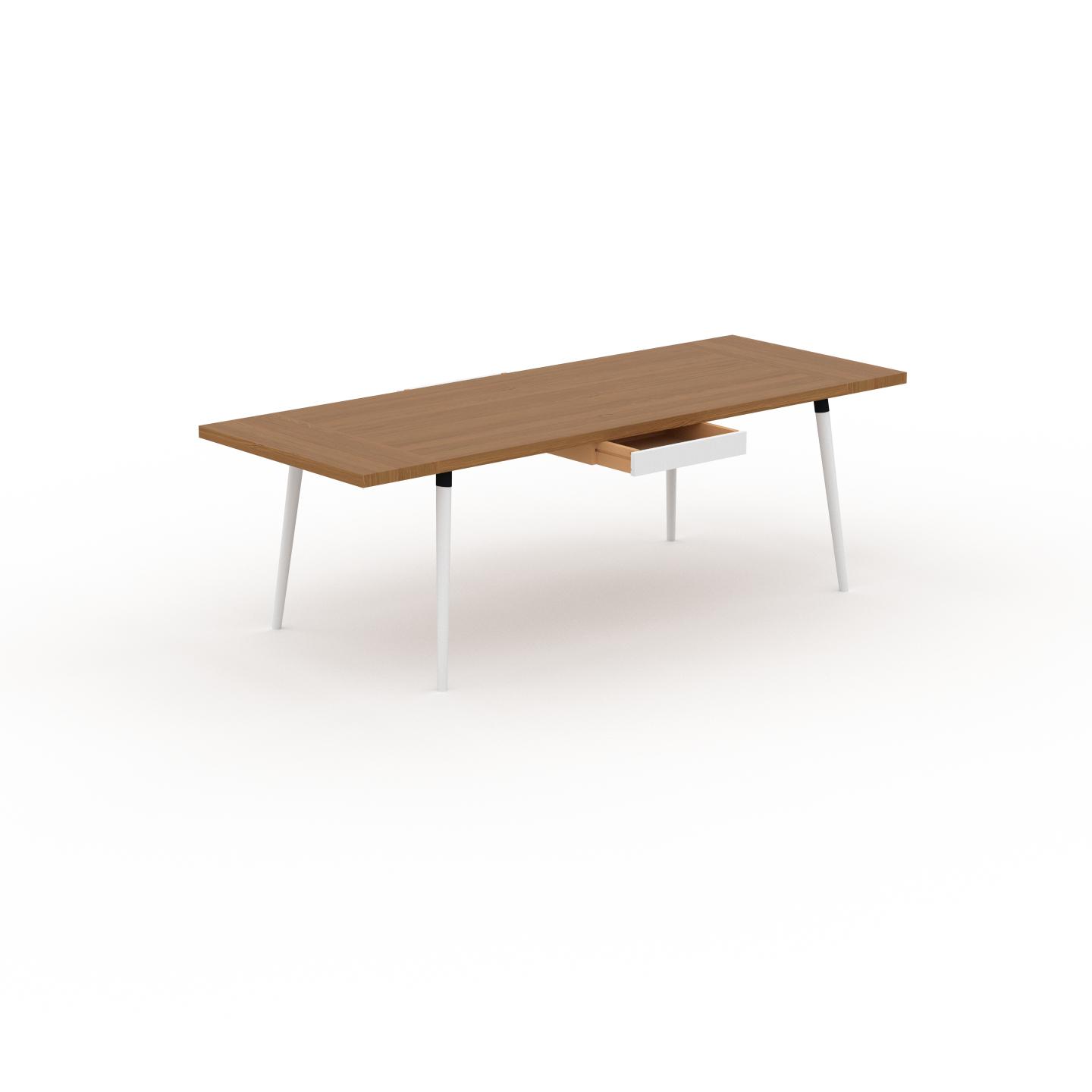 MYCS Schreibtisch Massivholz Eiche - Moderner Massivholz-Schreibtisch: mit 2 Schublade/n - Hochwertige Materialien - 240 x 75 x 90 cm, konfigurierbar
