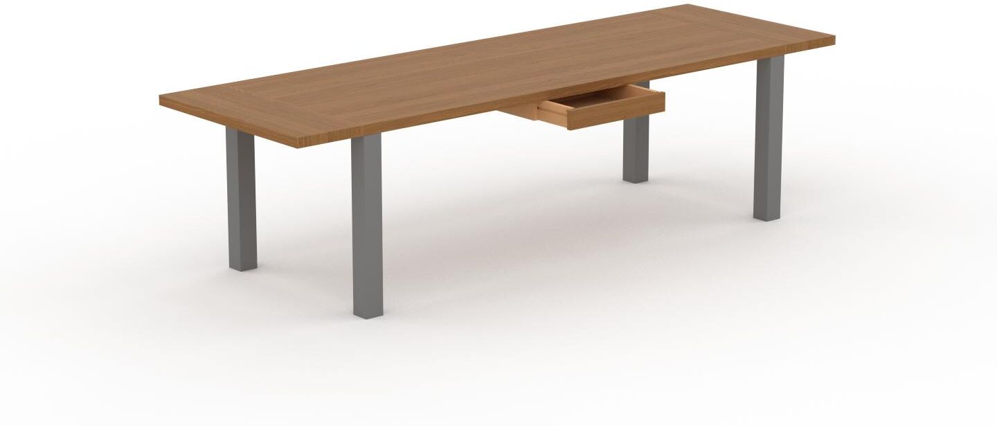 MYCS Schreibtisch Massivholz Eiche - Massivholz-Schreibtisch: mit 1 Schublade/n & Tischrahmen - Hochwertige Materialien - 280 x 76 x 90 cm, konfigurierbar