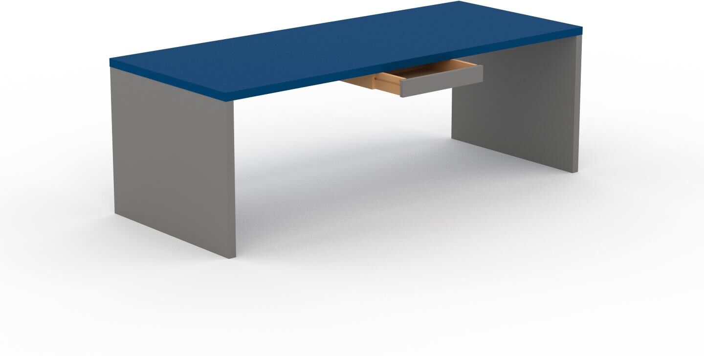 MYCS Designer Esstisch Massivholz Blaugrün - Individueller Designer-Massivholztisch: mit 1 Schublade/n - Hochwertige Materialien - 220 x 75 x 90 cm