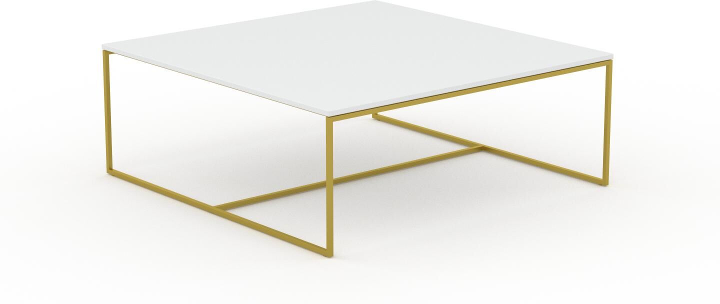 MYCS Couchtisch Weiß, mit Gold - Eleganter Sofatisch: Beste Qualität, einzigartiges Design - 121 x 46 x 121 cm, Konfigurator