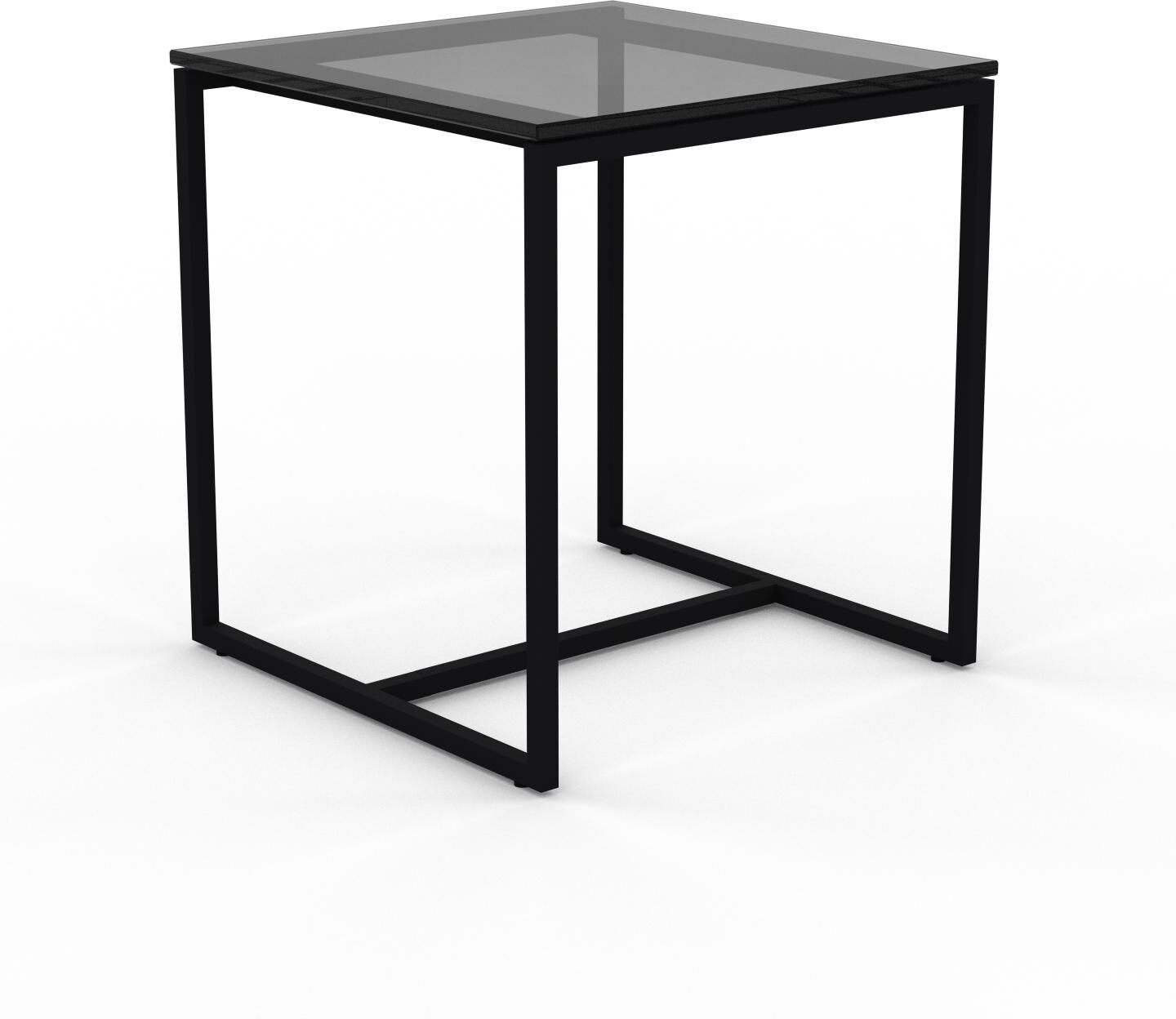 MYCS Beistelltisch Rauchglas satiniert - Eleganter Nachttisch: Hochwertige Materialien, einzigartiges Design - 42 x 46 x 42 cm, Komplett anpassbar