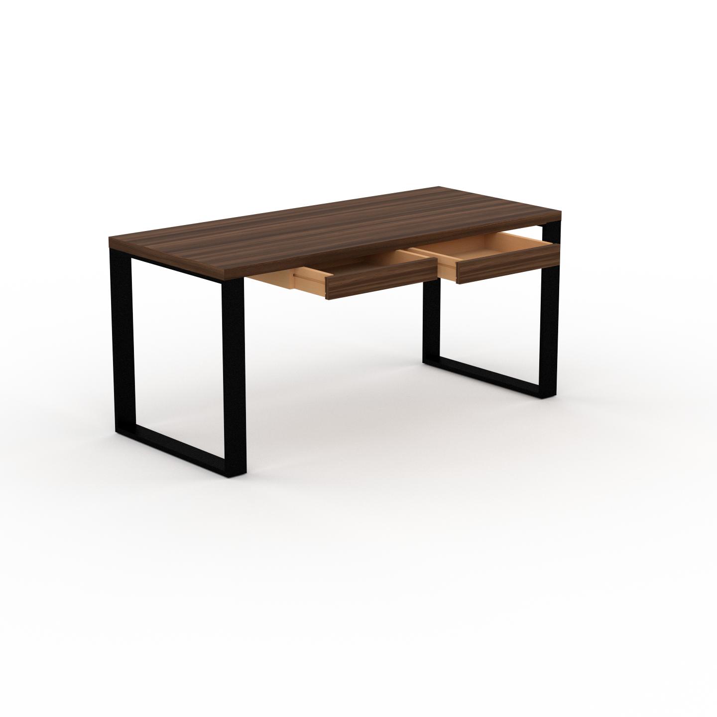 MYCS Schreibtisch Massivholz Nussbaum - Moderner Massivholz-Schreibtisch: mit 2 Schublade/n - Hochwertige Materialien - 160 x 75 x 70 cm, konfigurierbar