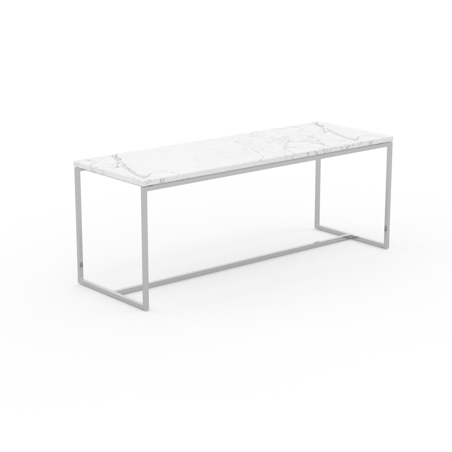 MYCS Beistelltisch Marmor, Weißer Carrara - Eleganter Nachttisch: Hochwertige Materialien, einzigartiges Design - 121 x 46 x 42 cm, Komplett anpassbar
