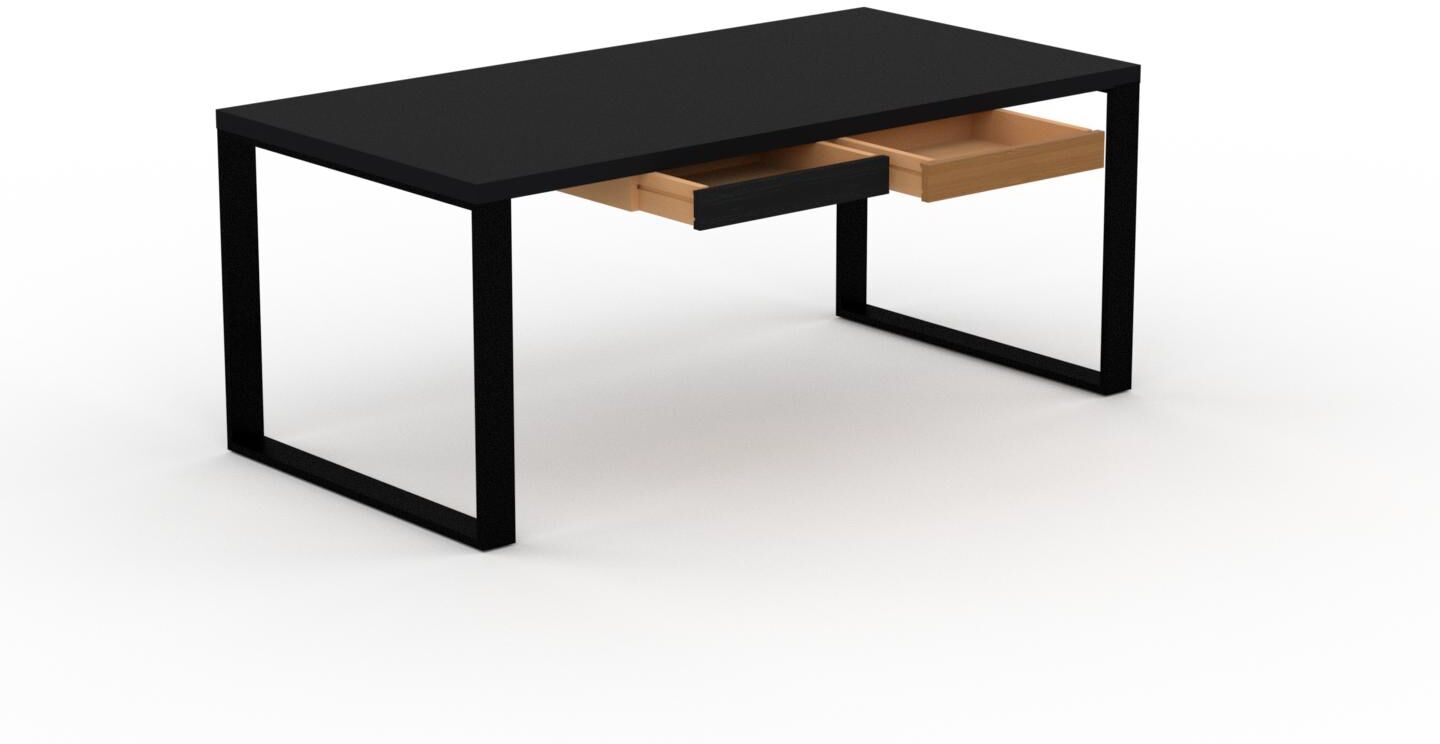 MYCS Schreibtisch Massivholz Schwarz - Moderner Massivholz-Schreibtisch: mit 2 Schublade/n - Hochwertige Materialien - 180 x 75 x 90 cm, konfigurierbar