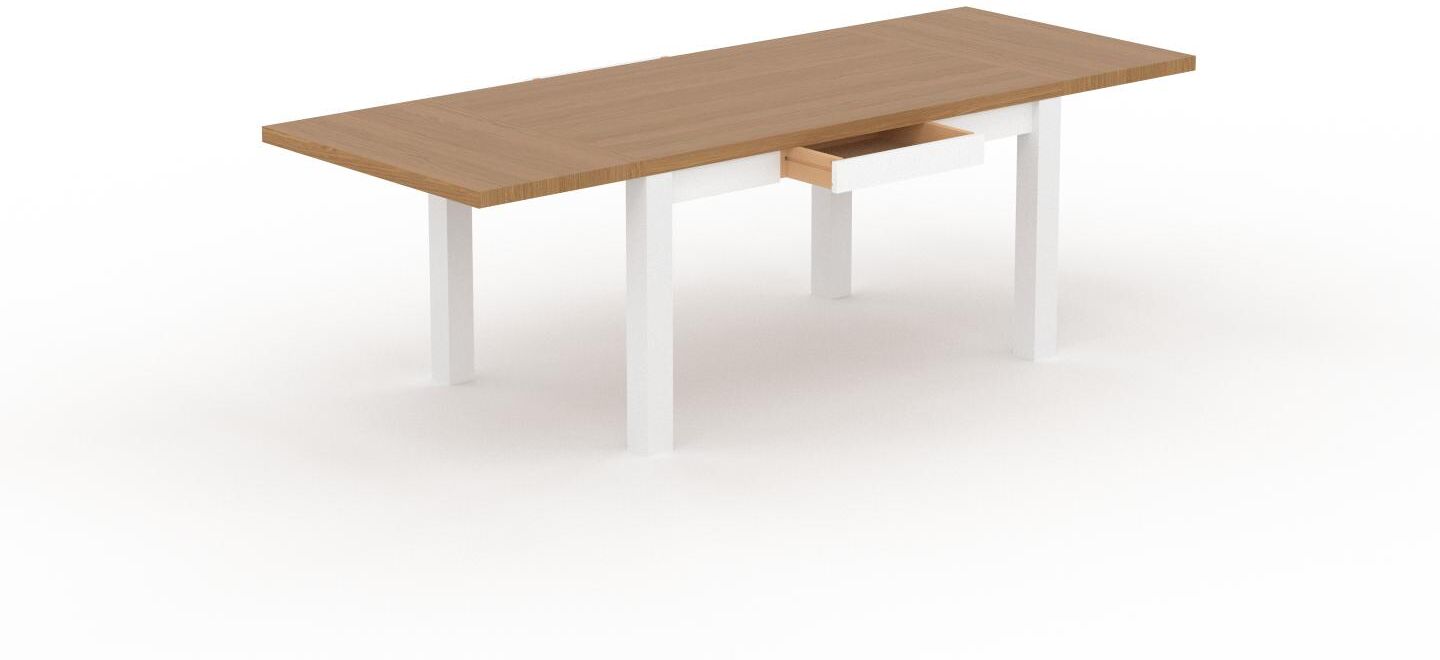 MYCS Schreibtisch Massivholz Eiche - Massivholz-Schreibtisch: mit 2 Schublade/n & Tischrahmen - Hochwertige Materialien - 240 x 76 x 90 cm, konfigurierbar