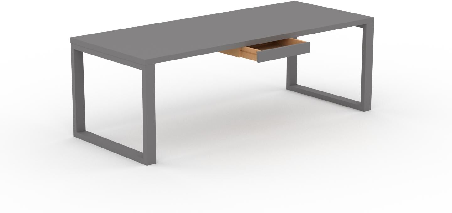 MYCS Schreibtisch Massivholz Grau - Moderner Massivholz-Schreibtisch: mit 1 Schublade/n - Hochwertige Materialien - 220 x 75 x 90 cm, konfigurierbar