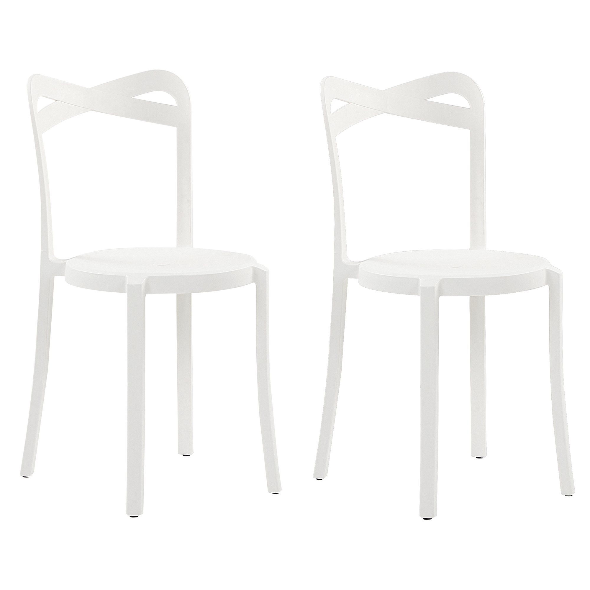 Beliani Sada 2 jídelních židlí plastových bílých CAMOGLI