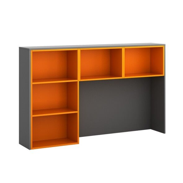 PLAN Skříňka ke stolu s05 segment, levá, grafitová/oranžová