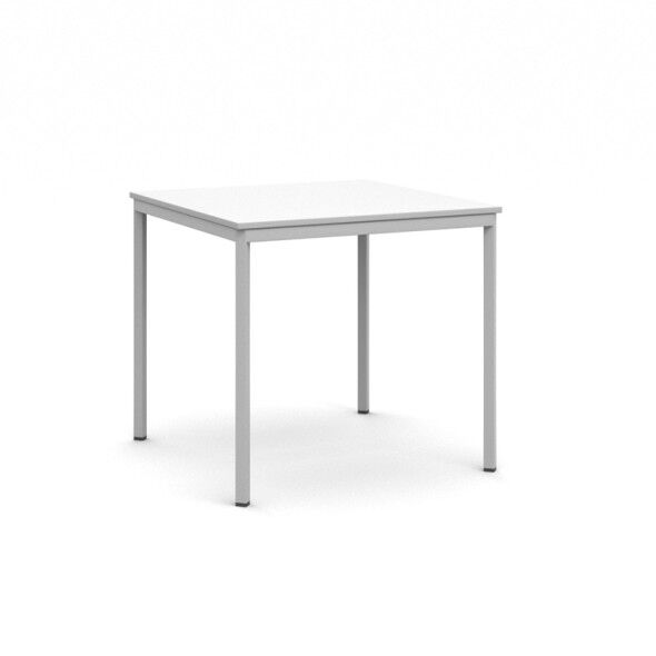 B2B Partner Stůl jídelní, 800 x 800 mm deska bílá, podnož sv. šedá