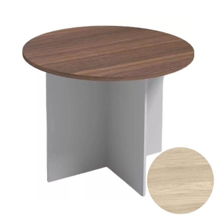 B2B Partner Jednací stůl s kulatou deskou primo, průměr 1000 mm, bílá / dub