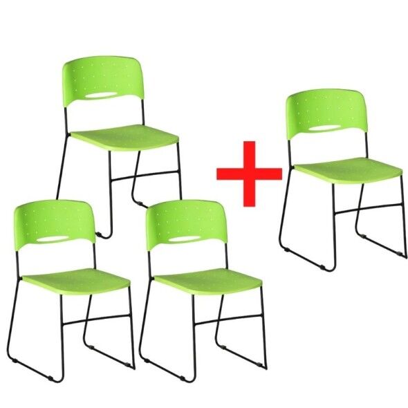 B2B Partner Plastová židle square, zelená, 3+1 zdarma
