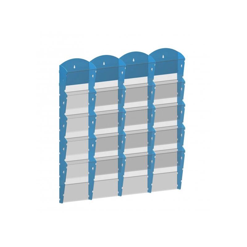 B2B Partner Nástěnný plastový zásobník na prospekty - 4 x 5 a5, modrý