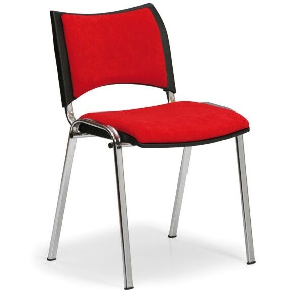 B2B Partner Konferenční židle smart, chromované nohy, bez područek, červená