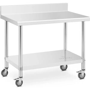 Edelstahltisch mit Rollen - 60 x 100 cm - Aufkantung - 155 kg Tragkraft - Royal Catering RCAT-100/60-WS