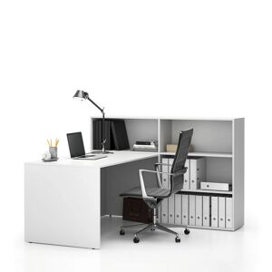 PLAN Büroset Single SEGMENT, 3 Einlegeböden, rechts, weiß/weiß