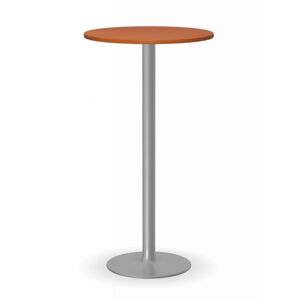 B2B Partner Cocktailtisch, Partytisch OLYMPO II, Durchmesser 60 cm, graues Fußgestell, Platte Kirschbaum