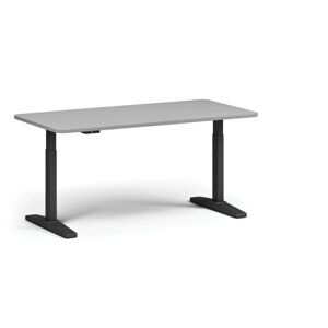 B2B Partner Höhenverstellbarer Schreibtisch, elektrisch, 675-1325 mm, abgerundete Ecken, Tischplatte 1680x800 mm, schwarzes Untergestell, grau