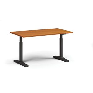 B2B Partner Höhenverstellbarer Schreibtisch, elektrisch, 675-1325 mm, Tischplatte 1400x800 mm, schwarzes Untergestell, Kirsche