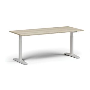 B2B Partner Höhenverstellbarer Schreibtisch, elektrisch, 675-1325 mm, Tischplatte 1800x800 mm, weißes Untergestell, Eiche natur
