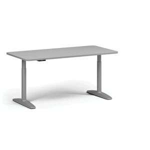 B2B Partner Höhenverstellbarer Schreibtisch OBOL, elektrisch, 675-1325 mm, abgerundete Ecken, Tischplatte 1680x800 mm, graues abgerundetes Untergestell, grau