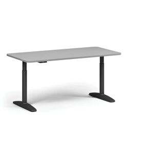 B2B Partner Höhenverstellbarer Schreibtisch OBOL, elektrisch, 675-1325 mm, abgerundete Ecken, Tischplatte 1680x800 mm, schwarzes abgerundetes Untergestell, grau