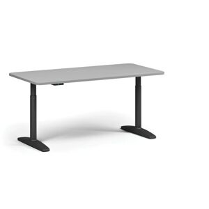 B2B Partner Höhenverstellbarer Schreibtisch OBOL, elektrisch, 675-1325 mm, abgerundete Ecken, Tischplatte 1680x800 mm, schwarzes abgerundetes Untergestell, grau