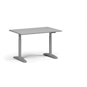 B2B Partner Höhenverstellbarer Schreibtisch OBOL, elektrisch, 675-1325 mm, Tischplatte 1280x800 mm, graues abgerundetes Untergestell, grau