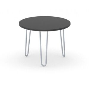 B2B Partner Konferenztisch rund SPIDER, Durchmesser 60 cm, graues Fußgestell, Platte Graphit