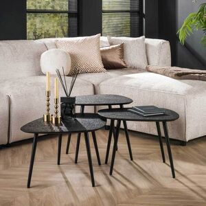 Pharao24.de Beistelltische Sofa Set aus Metall Schwarz (dreiteilig)