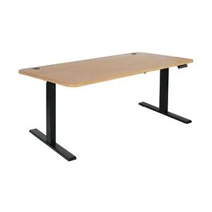 Mendler Schreibtisch HWC-D40, Computertisch, elektrisch höhenverstellbar 160x80cm 53kg ~ braun Struktur, schwarz