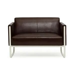 Loungesofa ARUBA Gestell lichtgrau Kunstleder 2-Sitzer braun hjh OFFICE