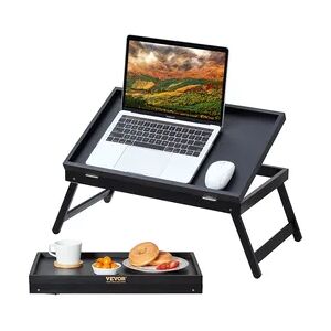 VEVOR Frühstückstablett Bambus Betttablett 612x310x221 mm, Serviertablett Betttisch mit Klappbaren Beinen Knietisch, Essenstablett auch als Laptop-Schreibtisch, Notebook-Tisch Neigbare Arbeitsfläche