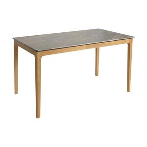 Mendler Esszimmertisch HWC-M55, Tisch Esstisch, Massiv-Holz HDF Laminat Melamin 135x80cm, Marmor/Stein-Optik, helle Beine