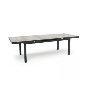 Oviala Business Ausziehbarer Tisch aus Aluminium und Keramik aus grauem Holz