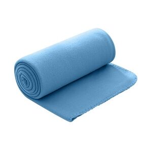 wometo Polar- Fleecedecke 130x160 cm ca. 400g wertiges Gewicht OekoTex mit Anti-Pilling Kettelrand Farbe blau mittelblau