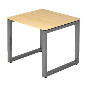 bümö höhenverstellbarer Schreibtisch R-Serie 80x80 cm in Ahorn, Gestell in Graphit - PC Tisch klein für's Büro manuell höhenverstellbar,