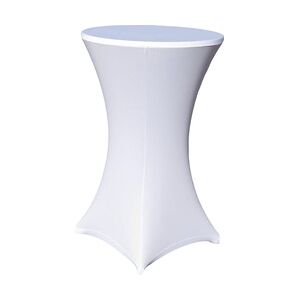 EXKLUSIV HEIMTEXTIL Stehtischhusse Stretch für Bistrotisch mit 4 Fußlaschen elastisch Ø 80-85x110-120 cm Weiß