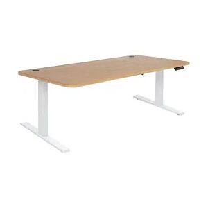 Mendler Schreibtisch HWC-D40, Computertisch, elektrisch höhenverstellbar 160x80cm 53kg ~ braun Struktur, weiß