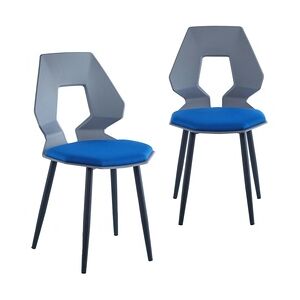 Trisens 2er 4er Set Design Stühle Esszimmerstühle Küchenstühle Wohnzimmerstuhl Bürostuhl Kunststoff  2 St. Grau / Dunkelblau