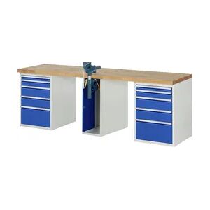 PROREGAL Werkbank Serie 7000 - Modell 7511   HxBxT 89x250x70cm   10x Schublade + 1x Schrank   Schubladenmaße 2x60 + 2x90 + 4x150 + 2x270mm