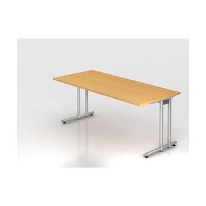 PROREGAL Schreibtisch Mauno   Buche   BxT 180x80cm   Arbeitshöhe 72cm   höhenjustierbar 0-10 mm   C-Fuß-Gestell Silber   Bürotisch