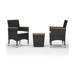 vidaXL 3-tlg. Bistro-Set Poly Rattan und Hartglas : Farbe - Schwarz 3