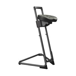 PROREGAL Antistatische Stehhilfe San Diego mit ESD-Sitz   Sitzhöhe 60-85cm   Tragfähigkeit 110kg   Polyurethane-Sitz   Schwarz/Schwarz