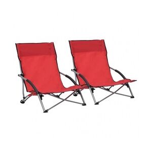 Klappbare Strandstühle 2 Stk. Stoff  vidaXL : Farbe - Rot