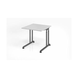 PROREGAL Schreibtisch Nilo   Grau   Graues Gestell   BxT 80x80cm   Arbeitshöhe 68-82cm   höhenjustierbar, 1cm Raster   C-Fuß-Gestell   Bürotisch